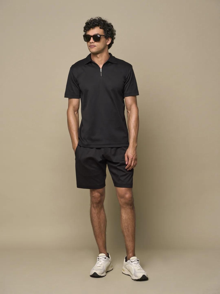 Valenza SUPIMA POLO ZIP 1049 48 BLACK