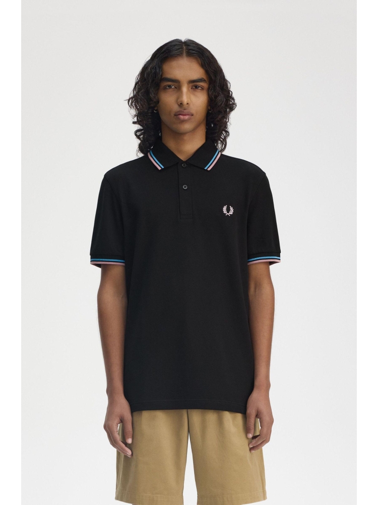 Fred Perry M3600 TWIN TIPPED Y44 BLK/CRT BL/DKPNK