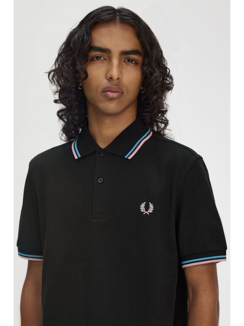 Fred Perry M3600 TWIN TIPPED Y44 BLK/CRT BL/DKPNK foto 4