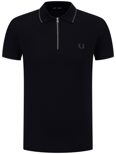 Fred Perry M9882 TEXT. ZIP NECK POLO 102 BLACK Fred Perry M9882 TEXT. ZIP NECK POLO 102 BLACK