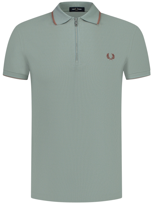 Fred Perry M9882 TEXT. ZIP NECK POLO 959 SILVER BLUE foto 1