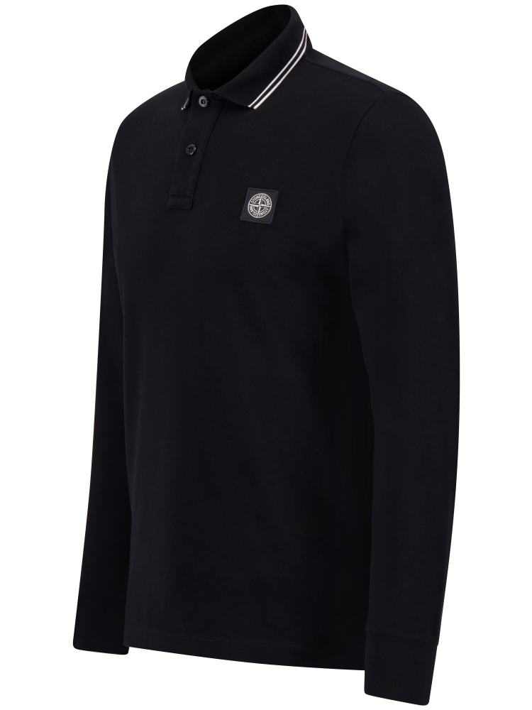 Stone Island polo lange mouw Zwart polo lm kopen | Hans voortman