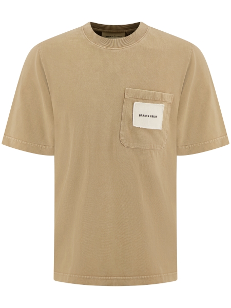 Brams fruit CHEST POCKET T-SHIRT 1002 WASHED KHAKI