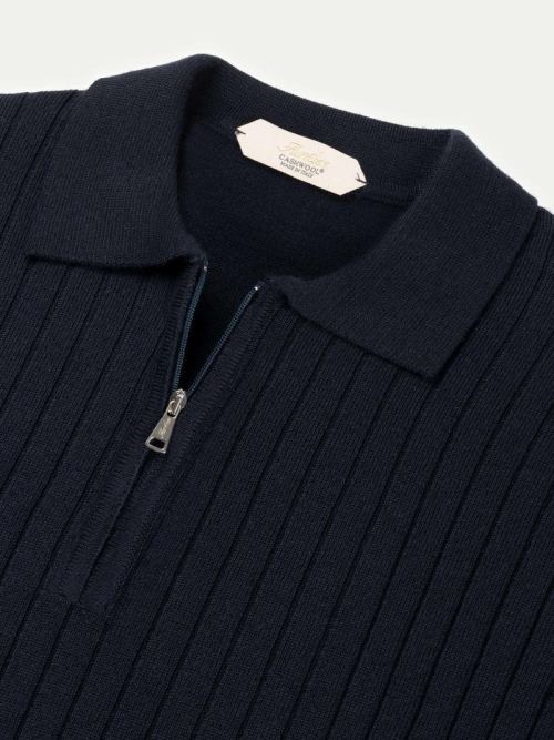 Aurelien RIBBED ZIPPER POLO NAVY foto 7